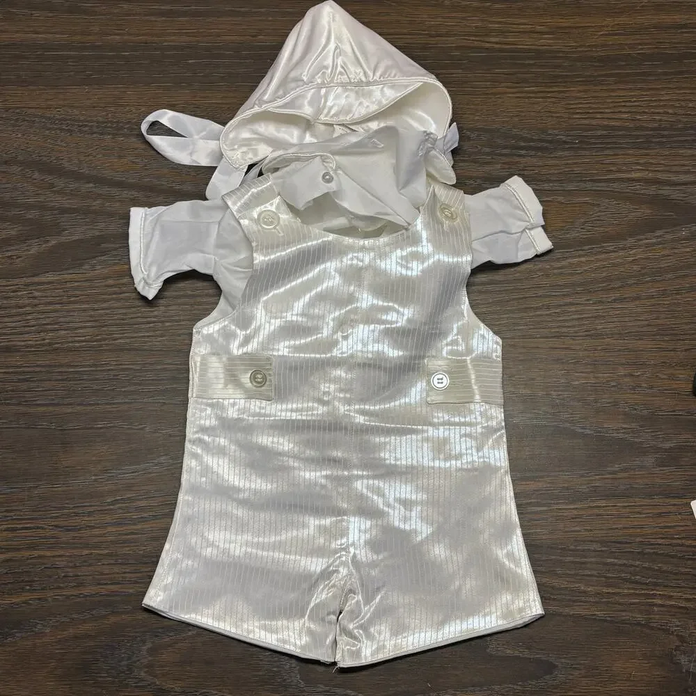 Vintage Baptism Outfit Little Things Mean A Lot Romper & Hat 18M Ivory